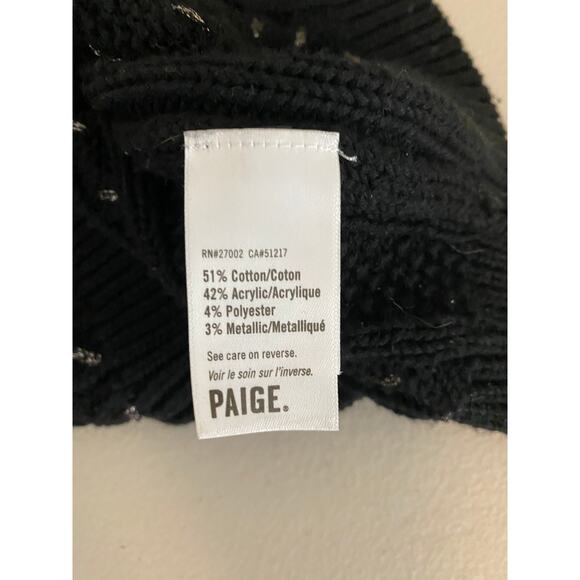 Paige Black Silver Metallic V-neck Cable Knit Dorthea Sweater Small Punkcore - Picture 8 of 8